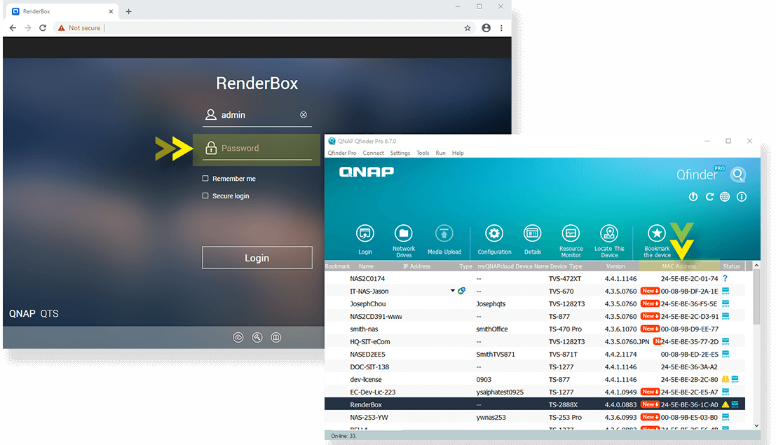 qnap qfinder pro configuration password