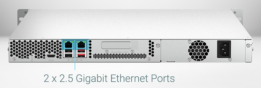 dos puertos LAN RJ45 de 2,5 GbE